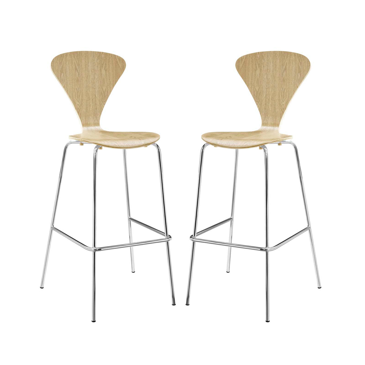 Condense Dining Bar Stool Set of 2, Natural Wood