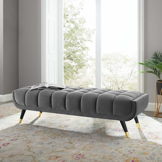 Adept 60" Performance Velvet Bench, Gray
