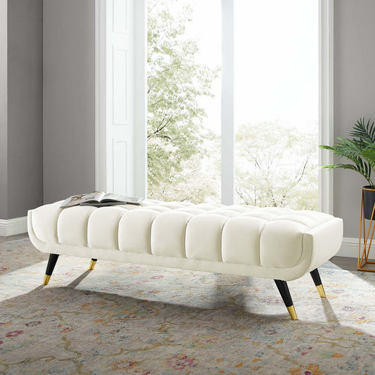 Adept 60" Performance Velvet Bench, Ivory