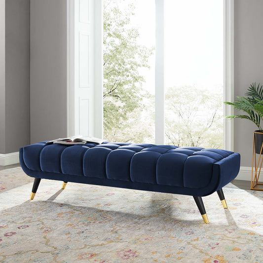 Adept 60" Performance Velvet Bench, Midnight Blue