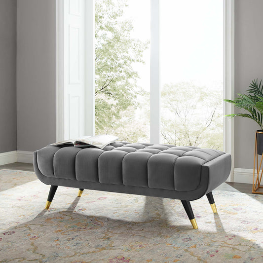 Abile 47.5" Velvet Bench, Gray