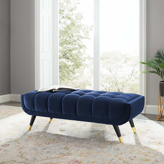 Abile 47.5" Velvet Bench, Dark Blue