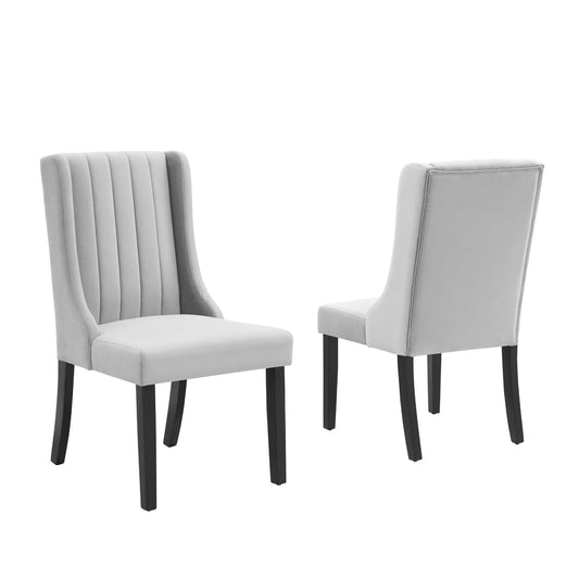 Ariella Upholstered Velvet Dining Chair Set of 2, Light Gray