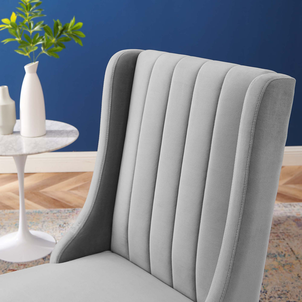 Ariella Upholstered Velvet Dining Chair Set of 2, Light Gray