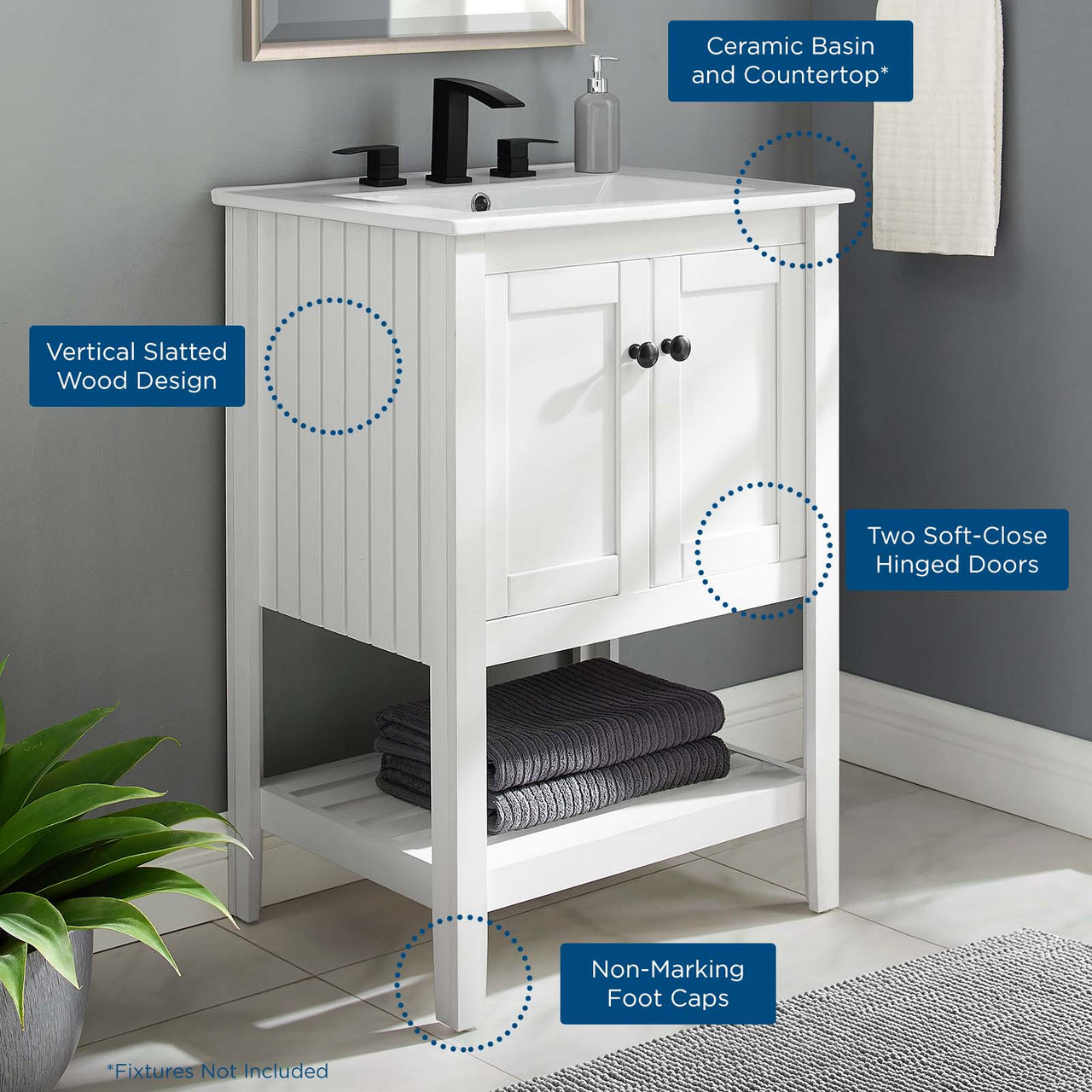 Carlyle Vanity Unit, Small, White