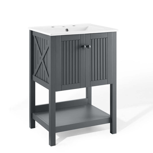 Barn Vanity Unit, Small, Gray & White