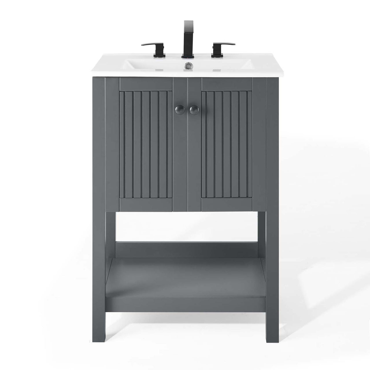 Barn Vanity Unit, Small, Gray & White