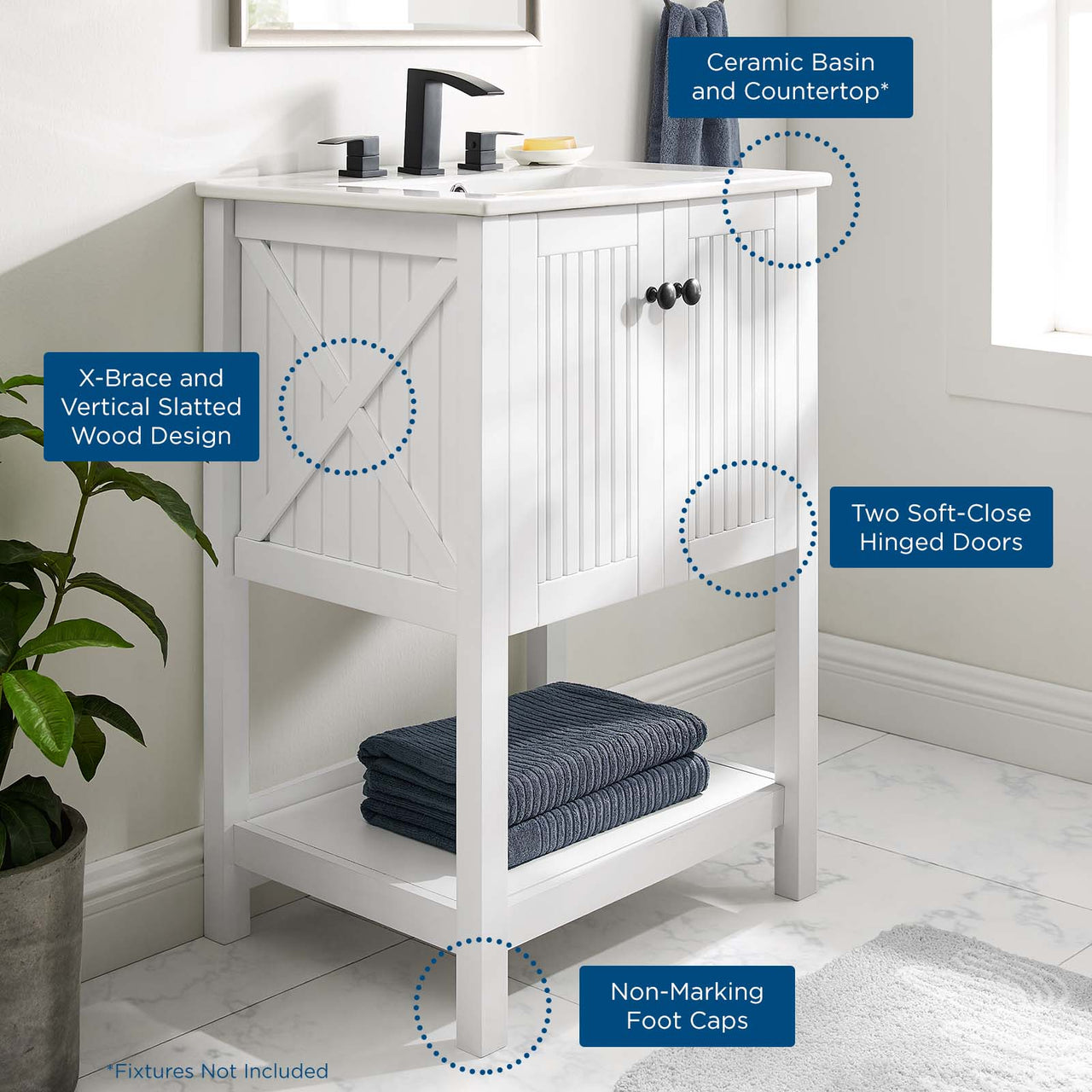 Barn Vanity Unit, Small, White