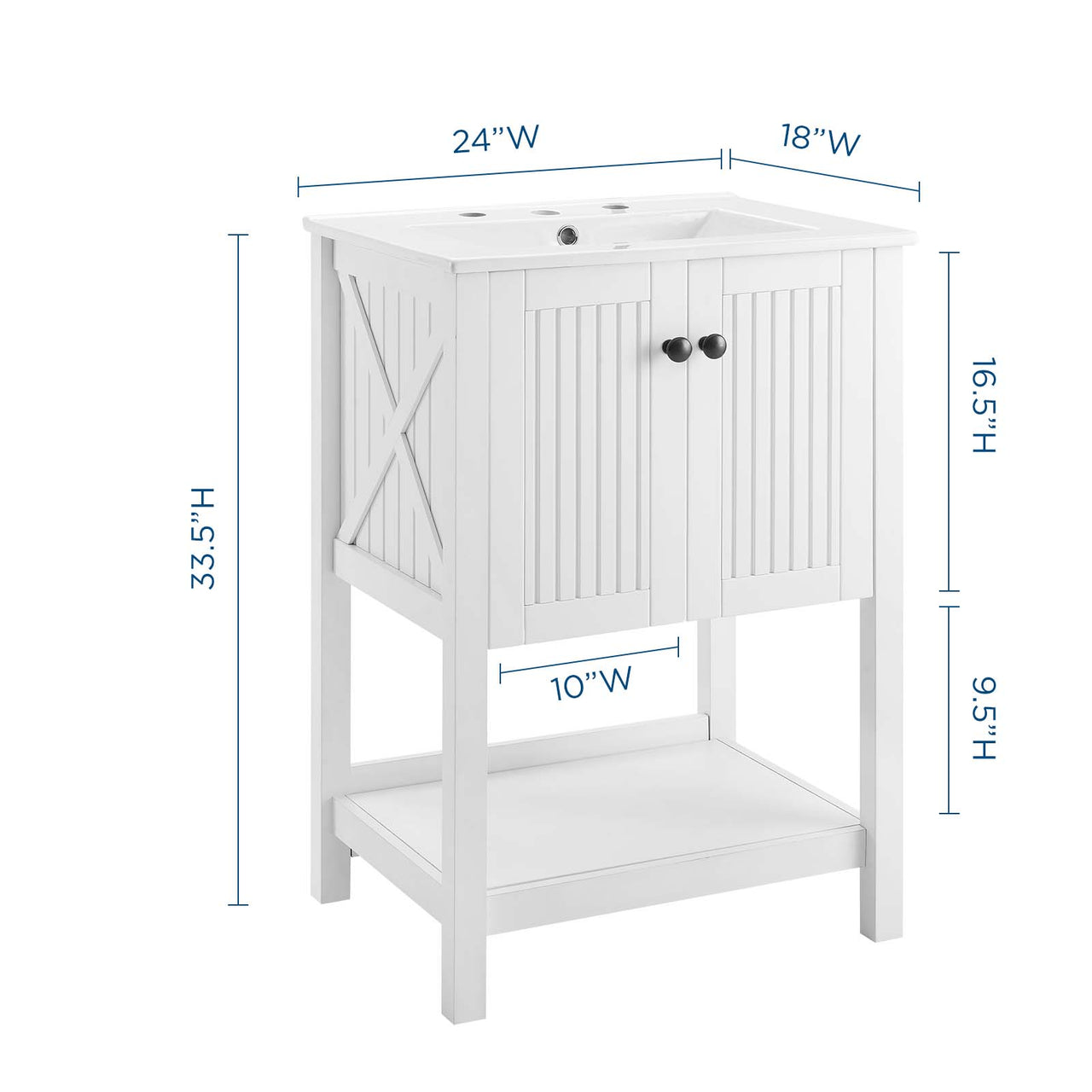 Barn Vanity Unit, Small, White