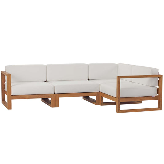 Rizer 4-Piece Alfresco Sectional Sofa Set, Natural Wood & White