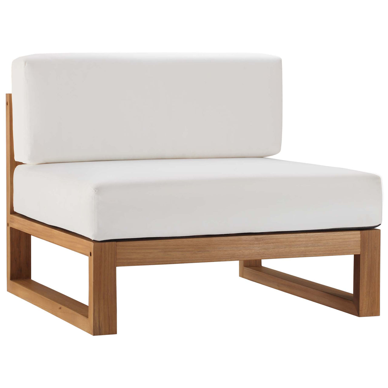 Rizer 3-Piece Alfresco Teak Sofa Sectional, Natural Wood & White