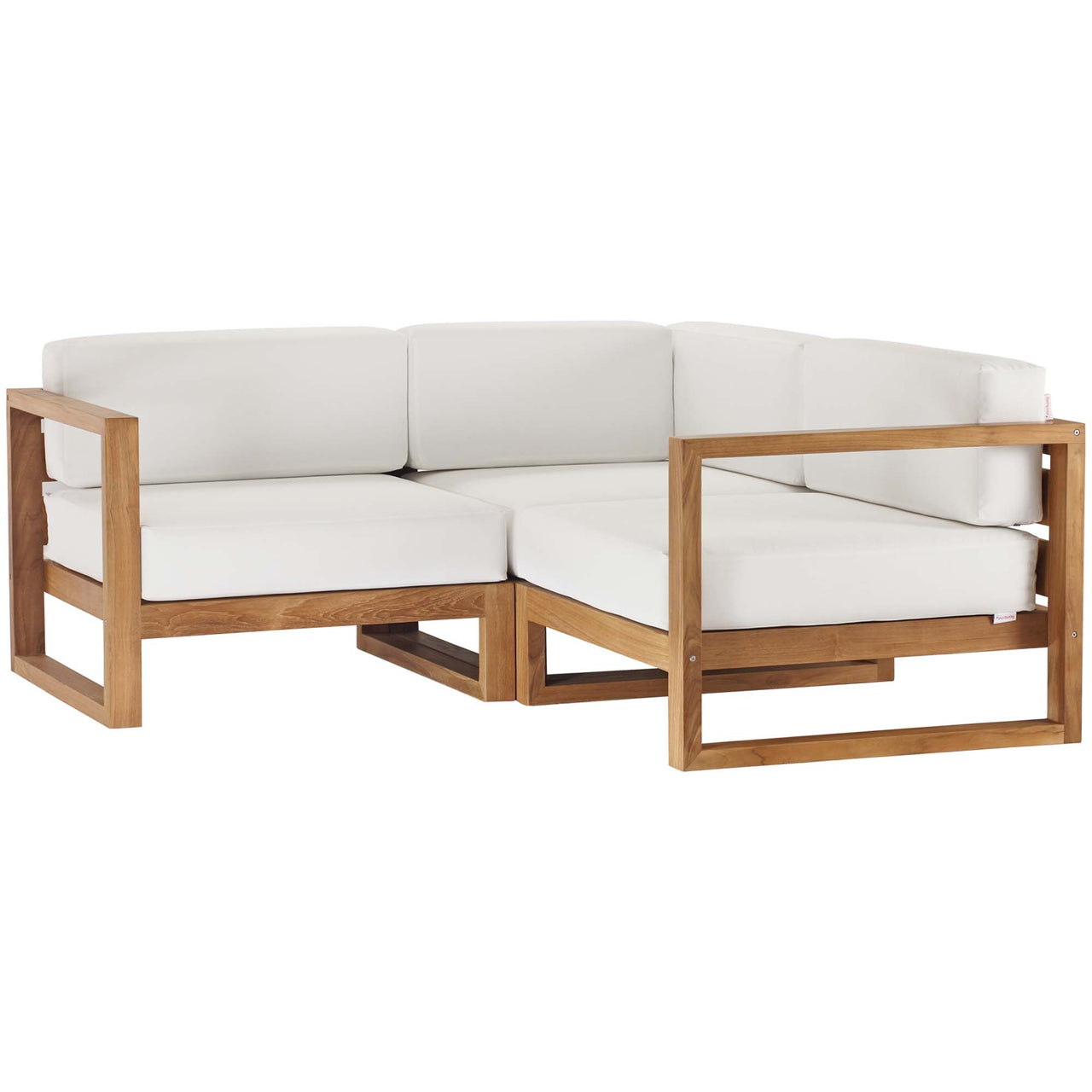 Rizer 3-Piece Alfresco Sectional Sofa Set, Natural Wood & White