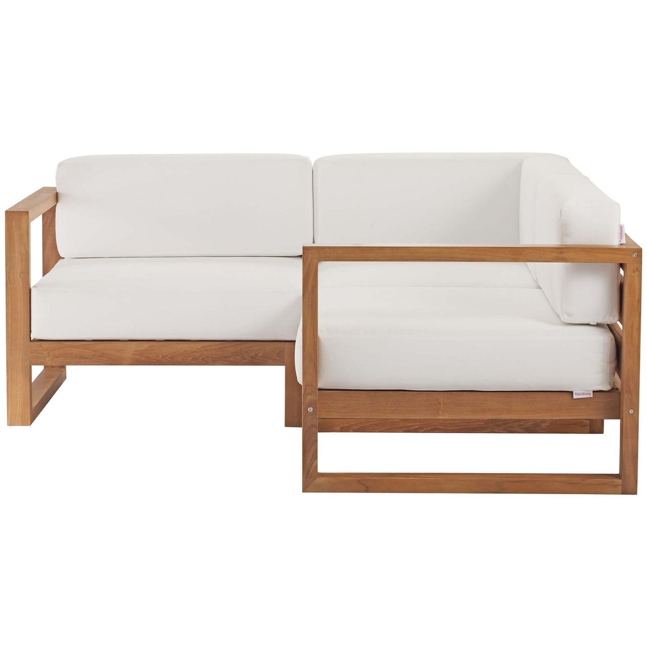 Rizer 3-Piece Alfresco Sectional Sofa Set, Natural Wood & White