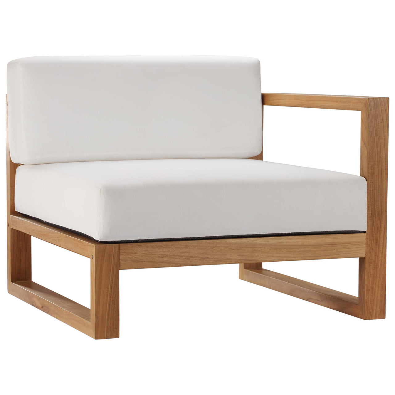 Rizer 2-Piece Alfresco Teak Loveseat Sectional, Natural Wood & White