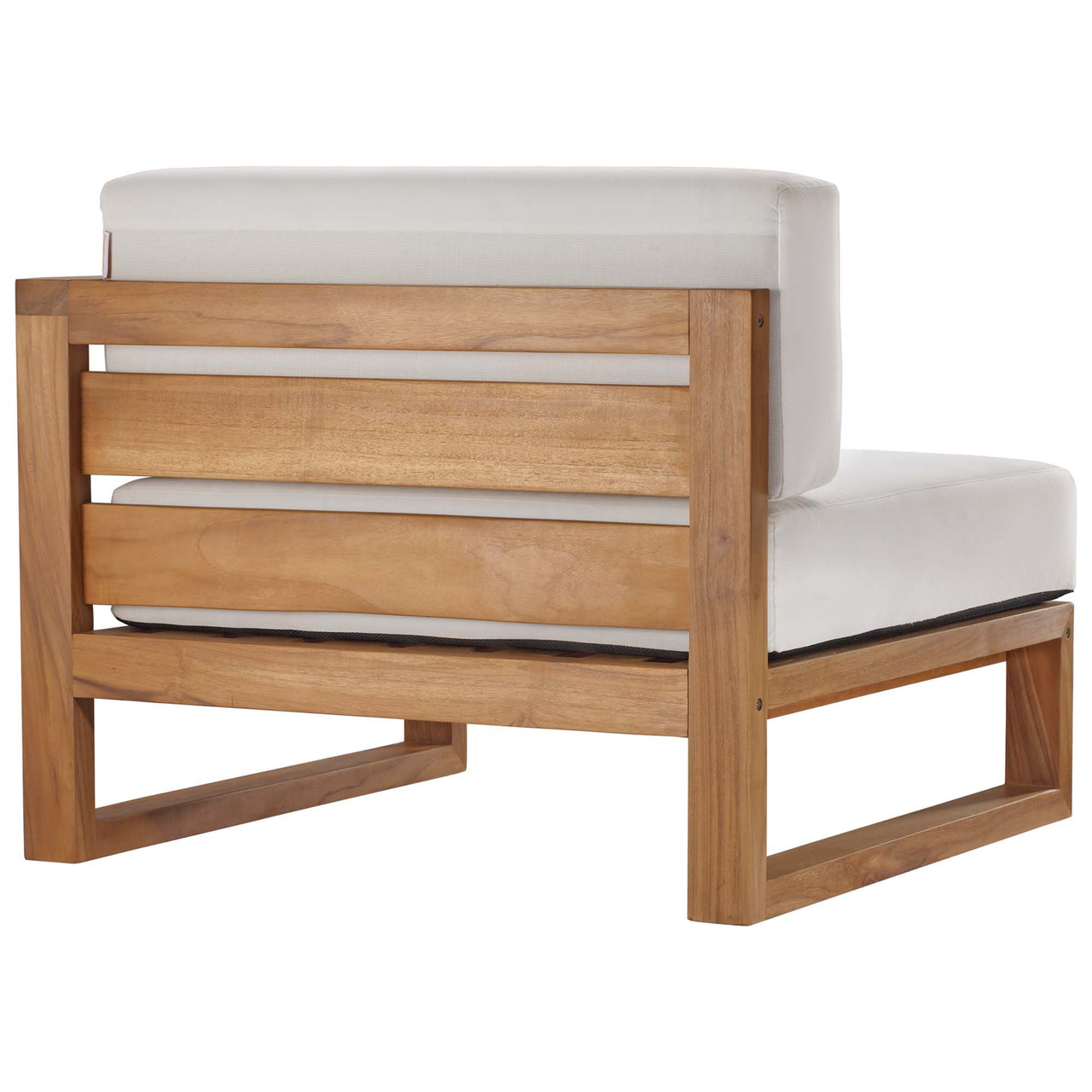 Rizer 2-Piece Alfresco Teak Loveseat Sectional, Natural Wood & White
