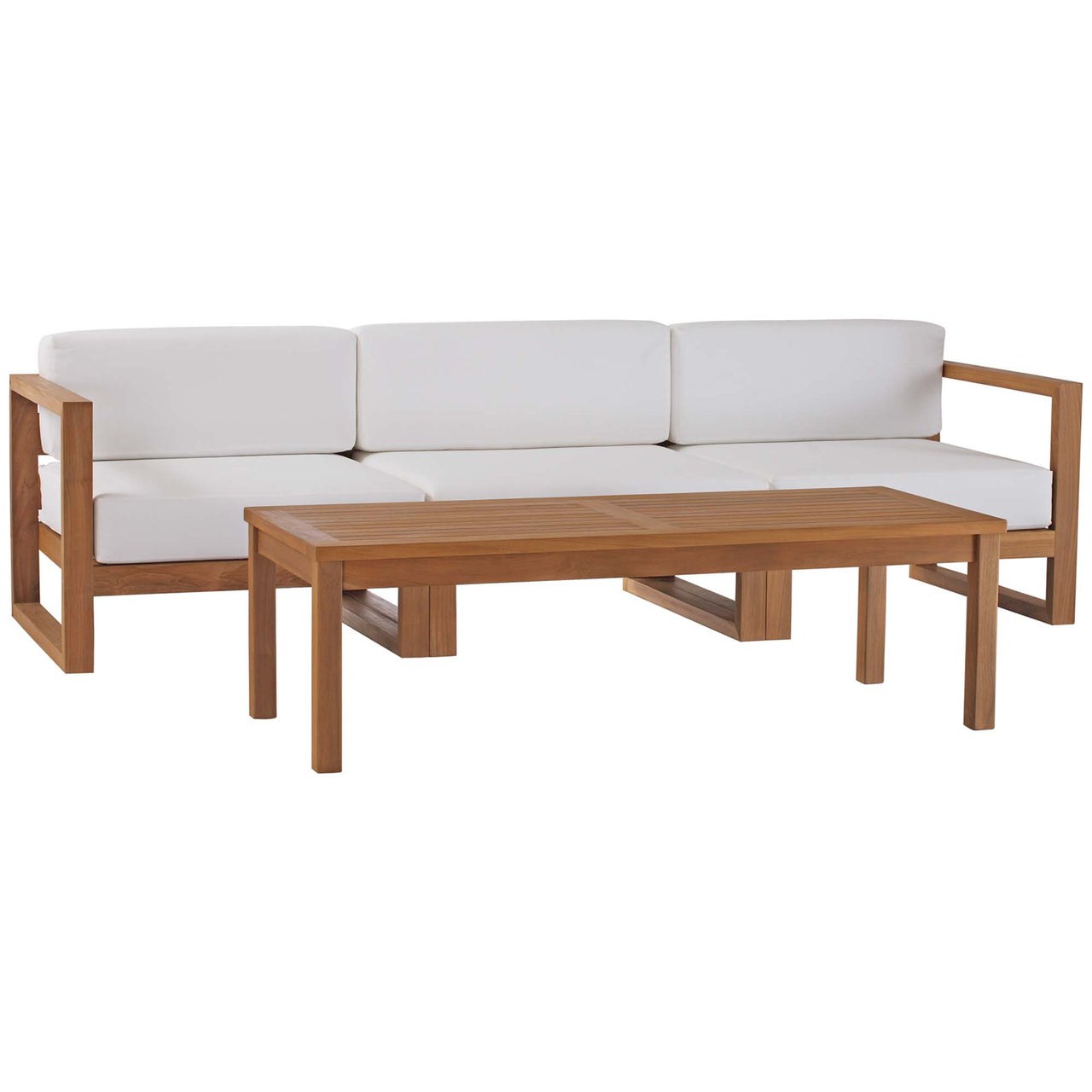 Rizer 4-Piece Alfresco Teak Furniture Set, Natural Wood & White