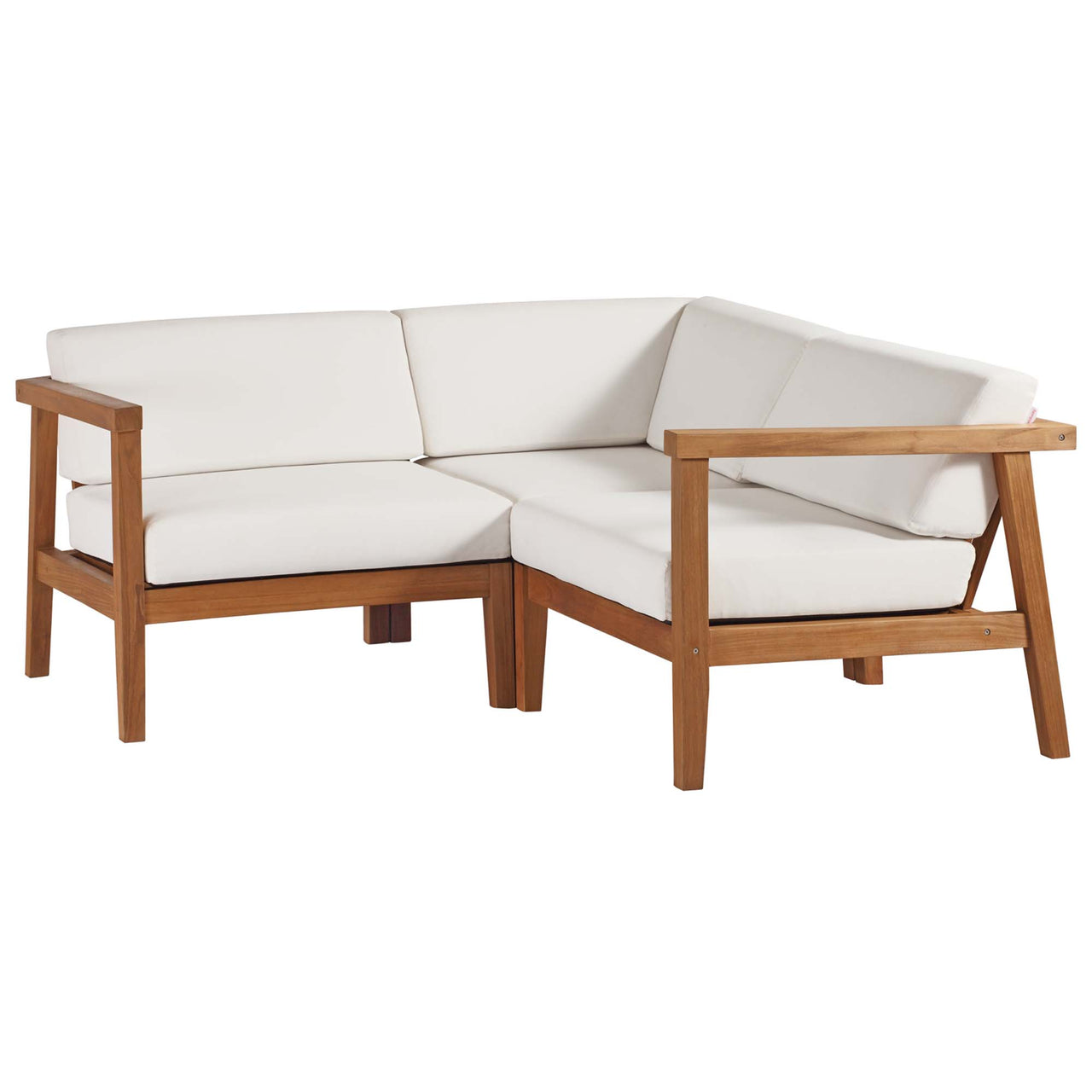 Brentford 3-Piece Alfresco Sectional Sofa Set, Natural Wood & White