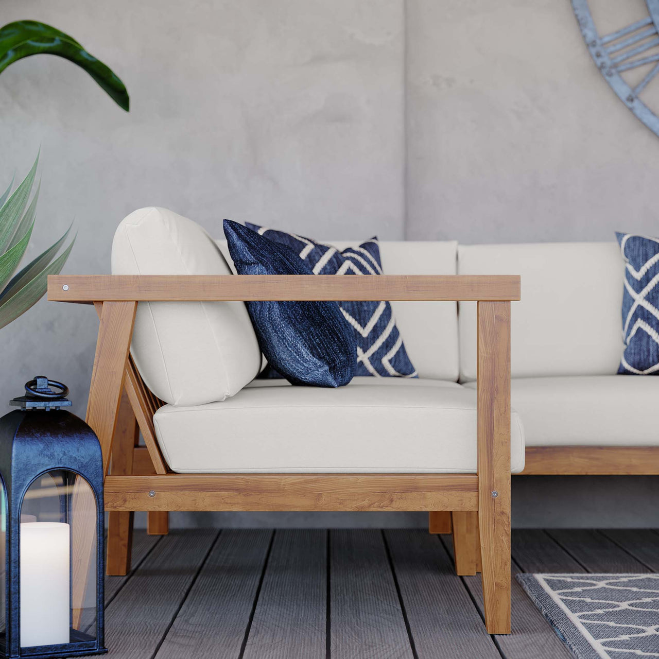 Brentford 3-Piece Alfresco Sectional Sofa Set, Natural Wood & White