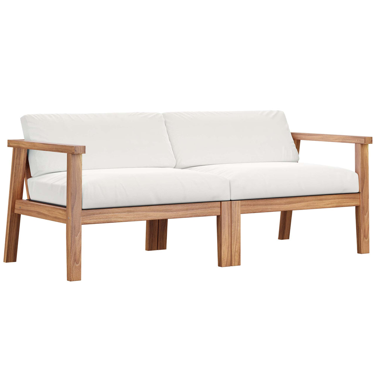 Brentford Alfresco 2-Seater Loveseat Sectional, Natural Wood & White