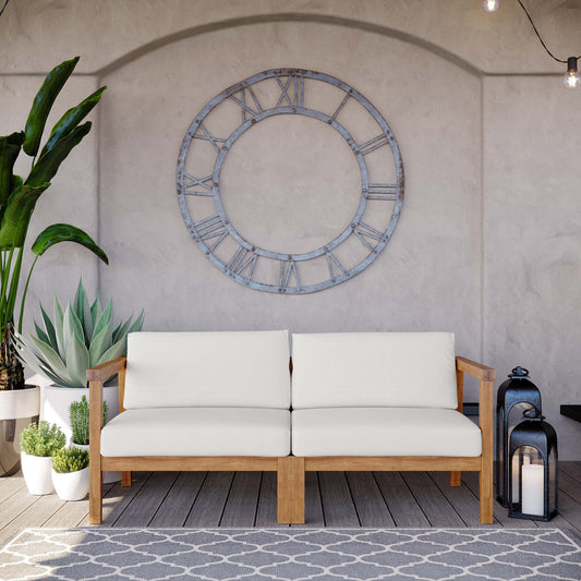 Brentford Alfresco 2-Seater Loveseat Sectional, Natural Wood & White