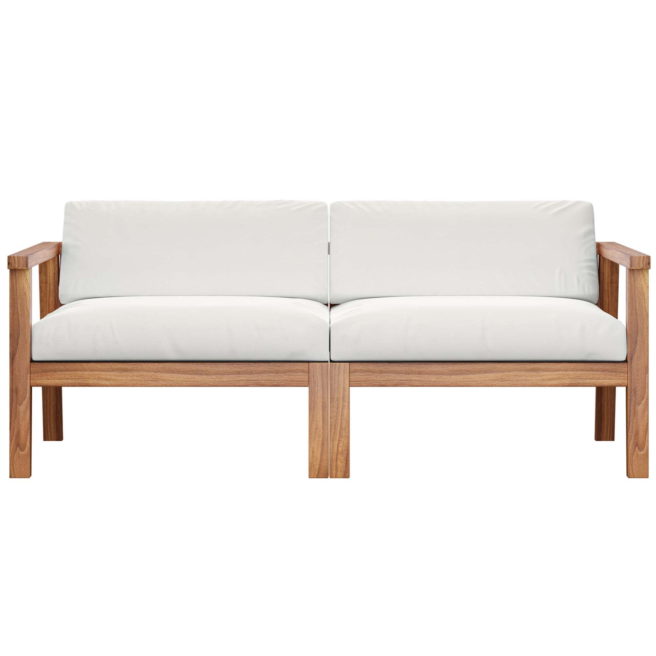 Brentford Alfresco 2-Seater Loveseat Sectional, Natural Wood & White