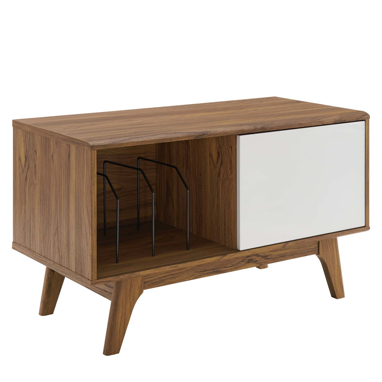 Lunel Low Profile Vinyl Display Cabinet, Walnut & White