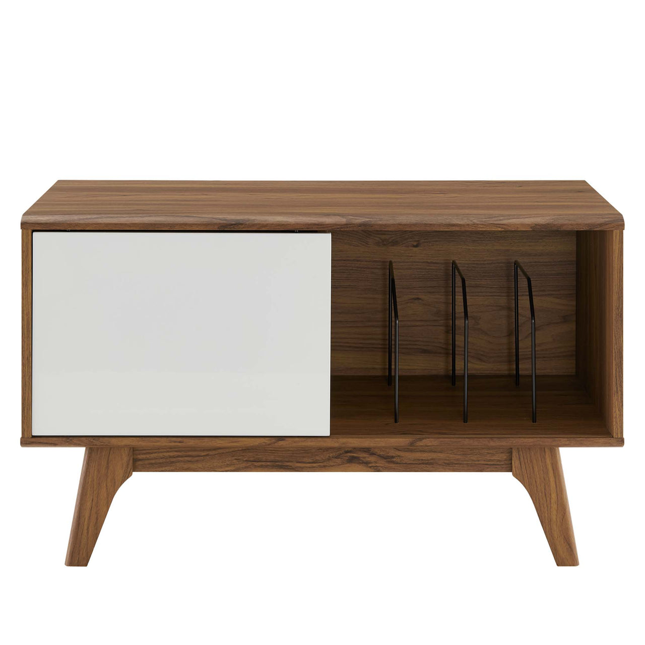 Lunel Low Profile Vinyl Display Cabinet, Walnut & White