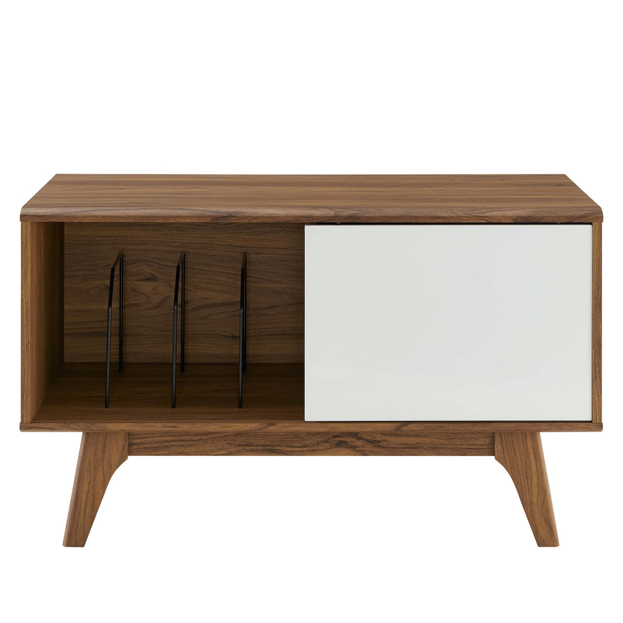 Lunel Low Profile Vinyl Display Cabinet, Walnut & White