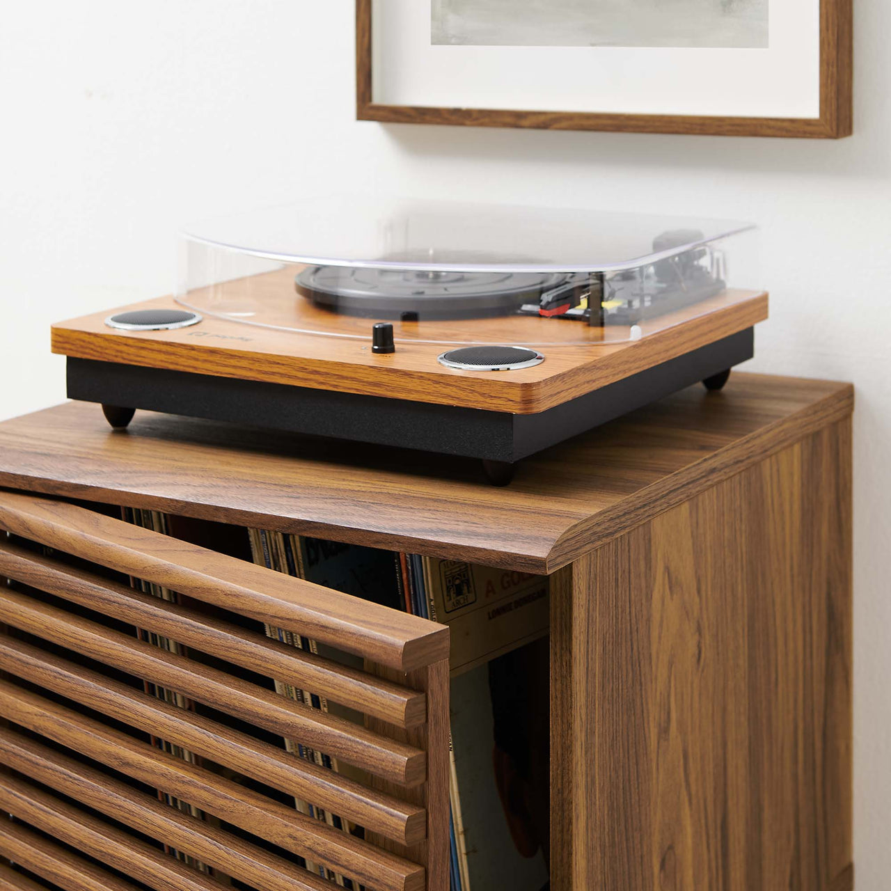 Ventral Vinyl Cabinet, Small, Walnut