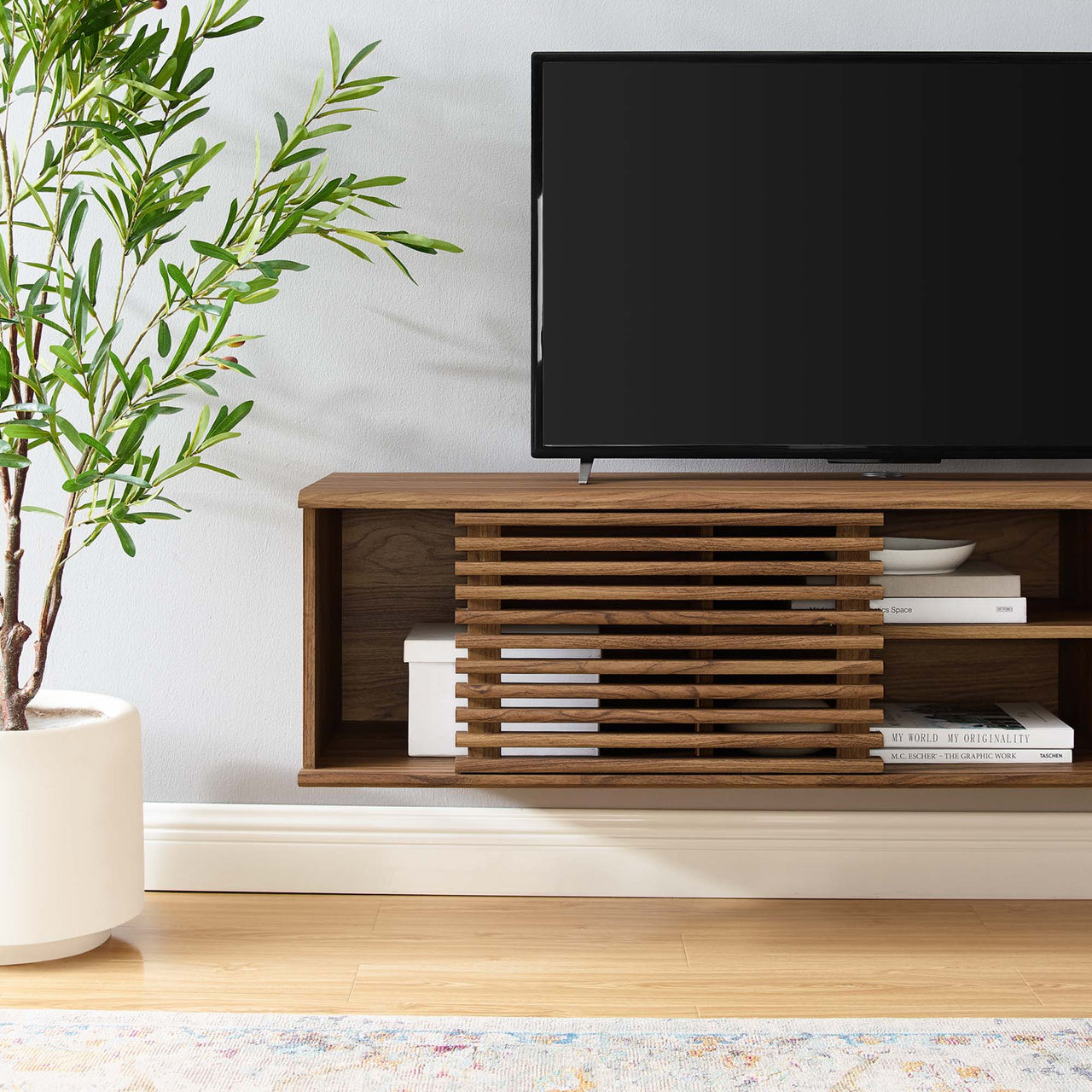 Ventra Floating Entertainment Center, Medium, Walnut
