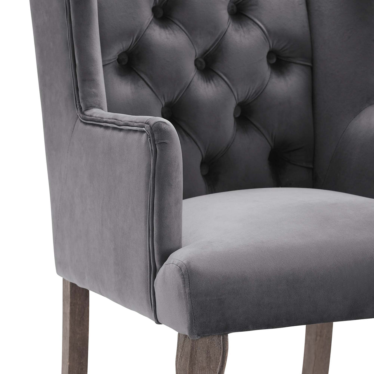 Francoise Upholstered Velvet Dining | Accent Chair Set of 2, Gray