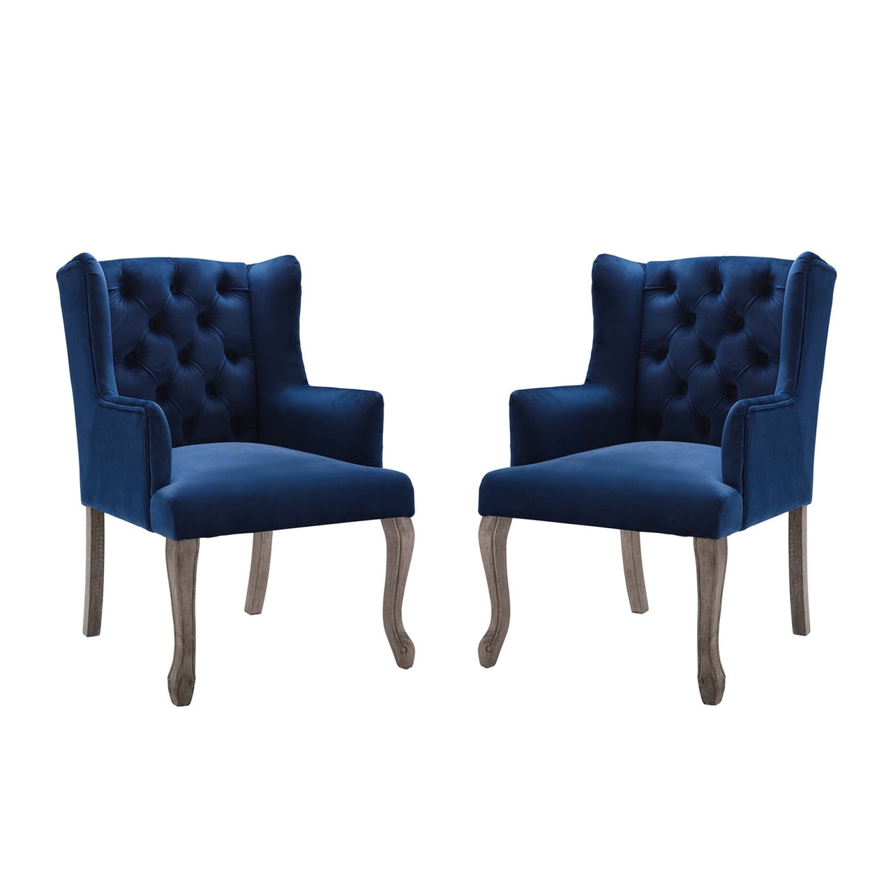 Francoise Upholstered Velvet Dining | Accent Chair Set of 2, Navy