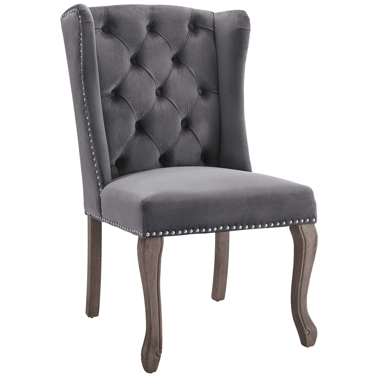 Tristain Velvet Dining Chair Set of 2, Gray