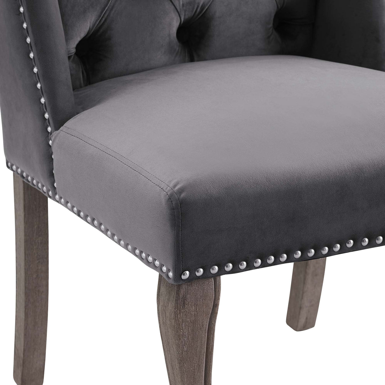 Tristain Velvet Dining Chair Set of 2, Gray