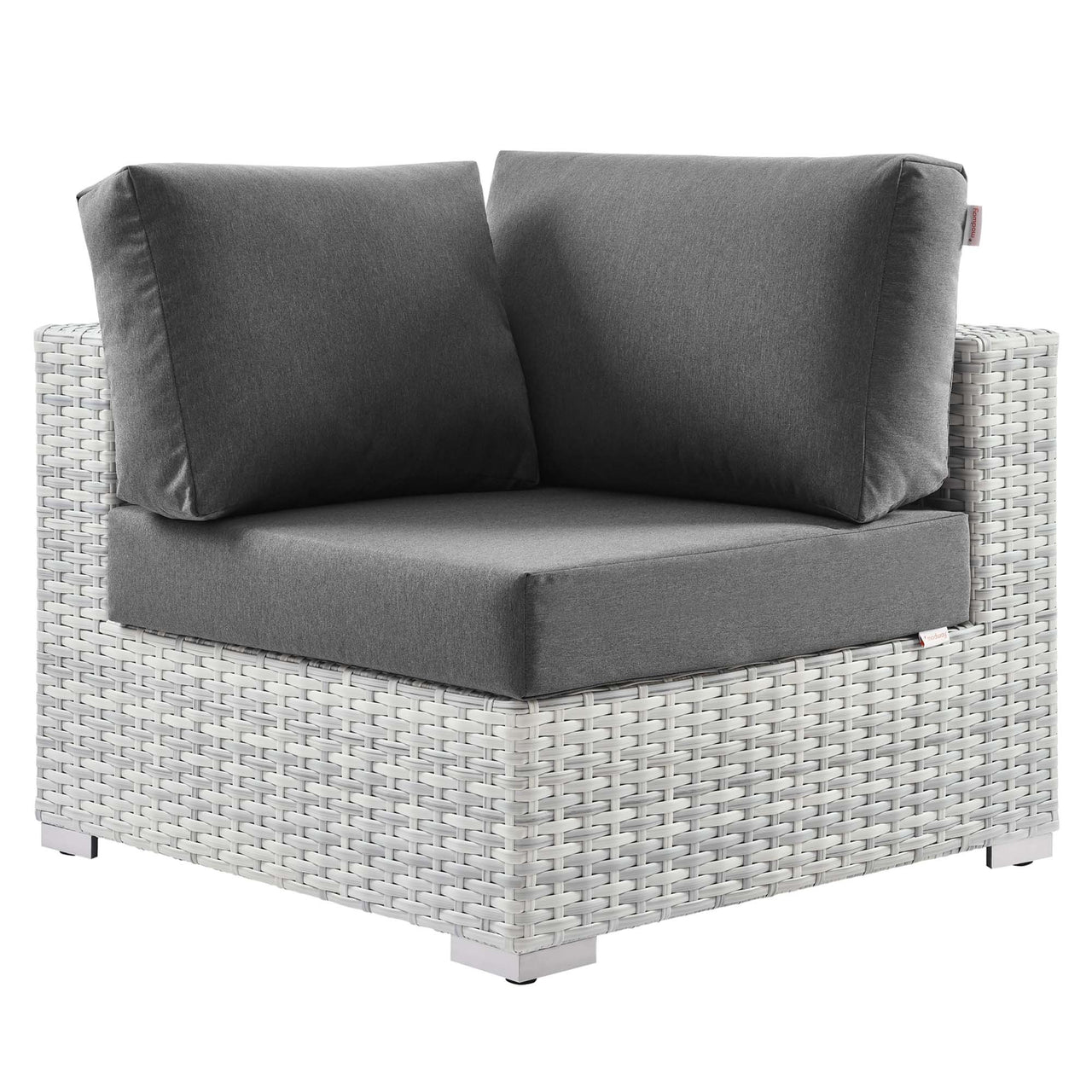 Conversation Alfresco Corner Chair | Outdoor Modular Sectional Component, Light Gray & Charcoal