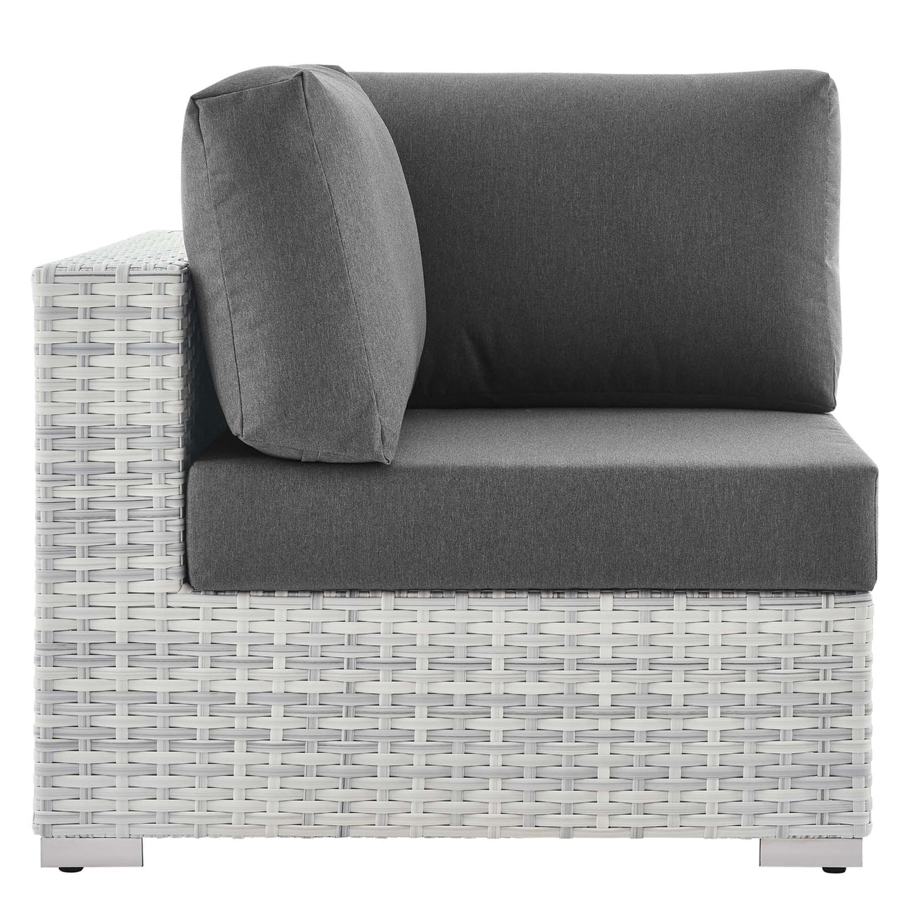 Conversation Alfresco Corner Chair | Outdoor Modular Sectional Component, Light Gray & Charcoal