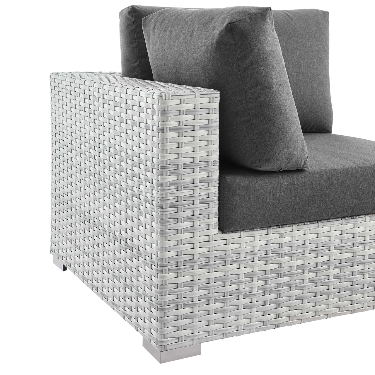 Conversation Alfresco Corner Chair | Outdoor Modular Sectional Component, Light Gray & Charcoal