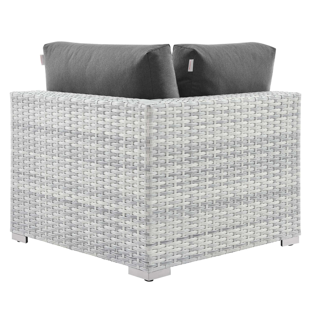 Conversation Alfresco Corner Chair | Outdoor Modular Sectional Component, Light Gray & Charcoal