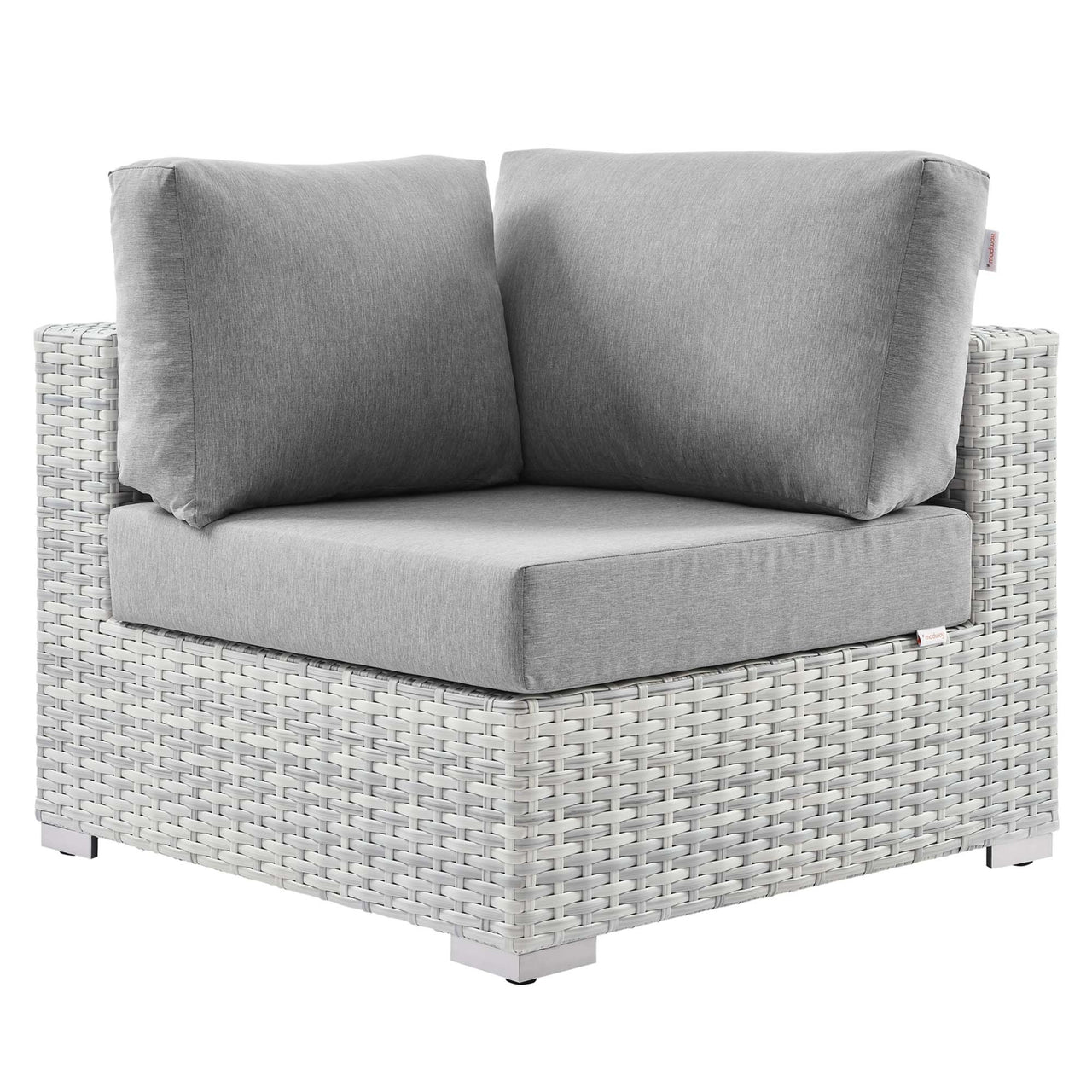 Conversation Alfresco Corner Chair | Outdoor Modular Sectional Component, Light Gray & Gray