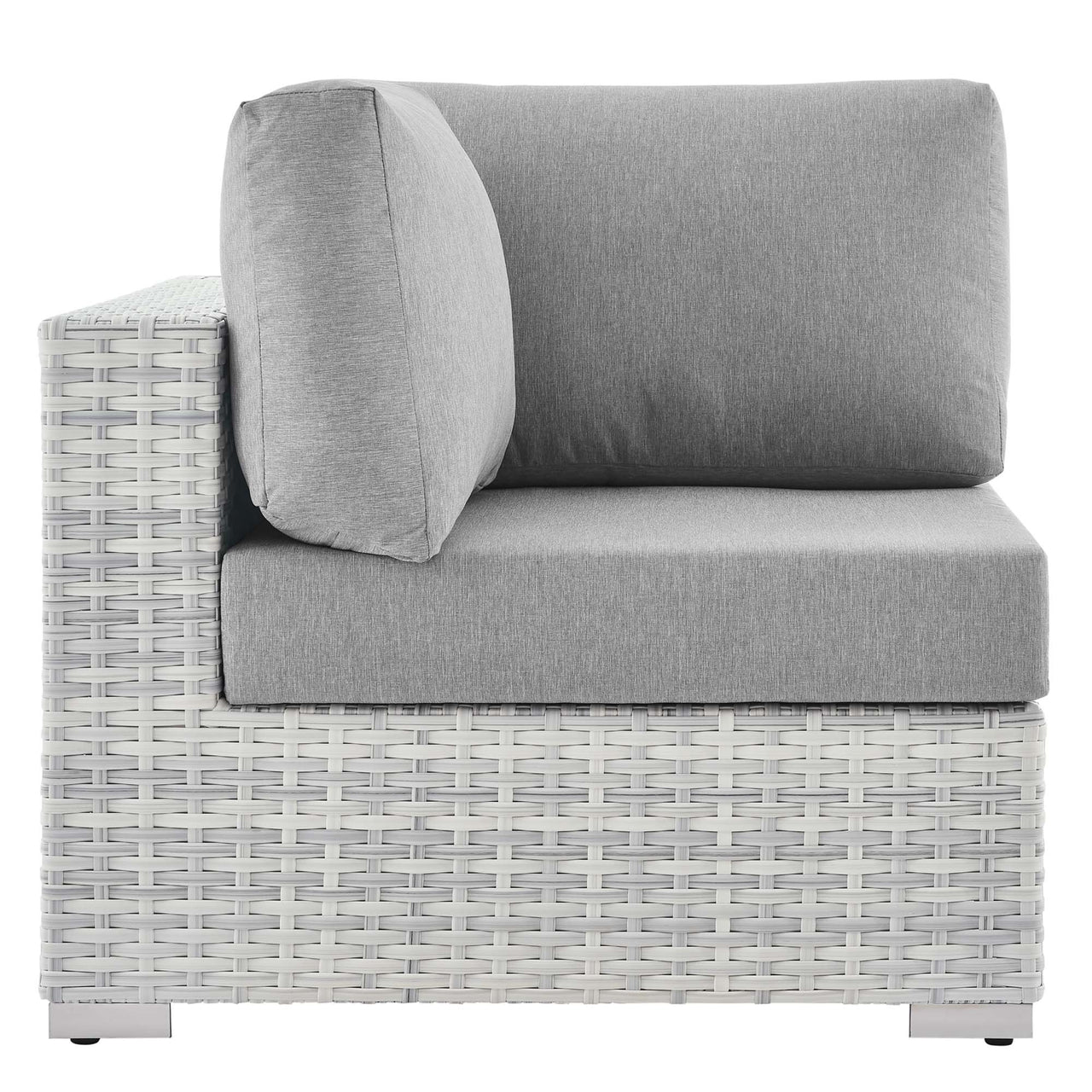Conversation Alfresco Corner Chair | Outdoor Modular Sectional Component, Light Gray & Gray