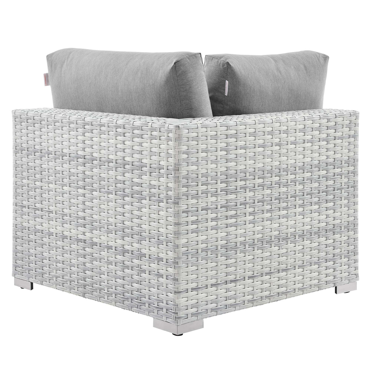 Conversation Alfresco Corner Chair | Outdoor Modular Sectional Component, Light Gray & Gray