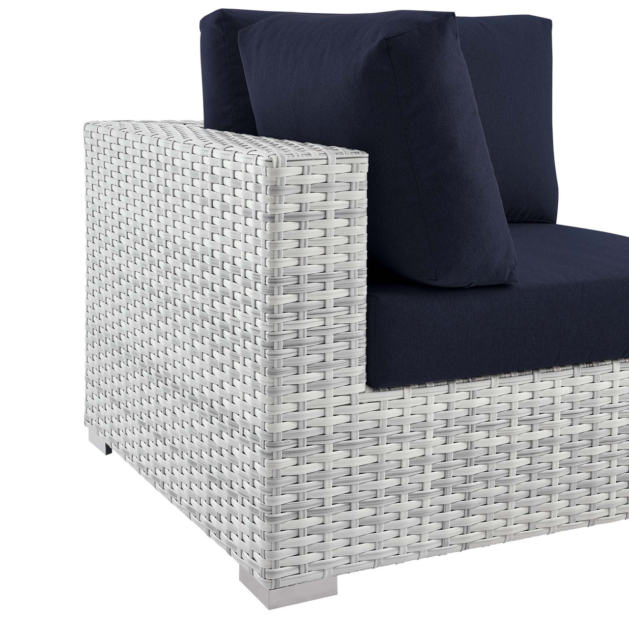 Conversation Alfresco Corner Chair | Outdoor Modular Sectional Component, Light Gray & Navy