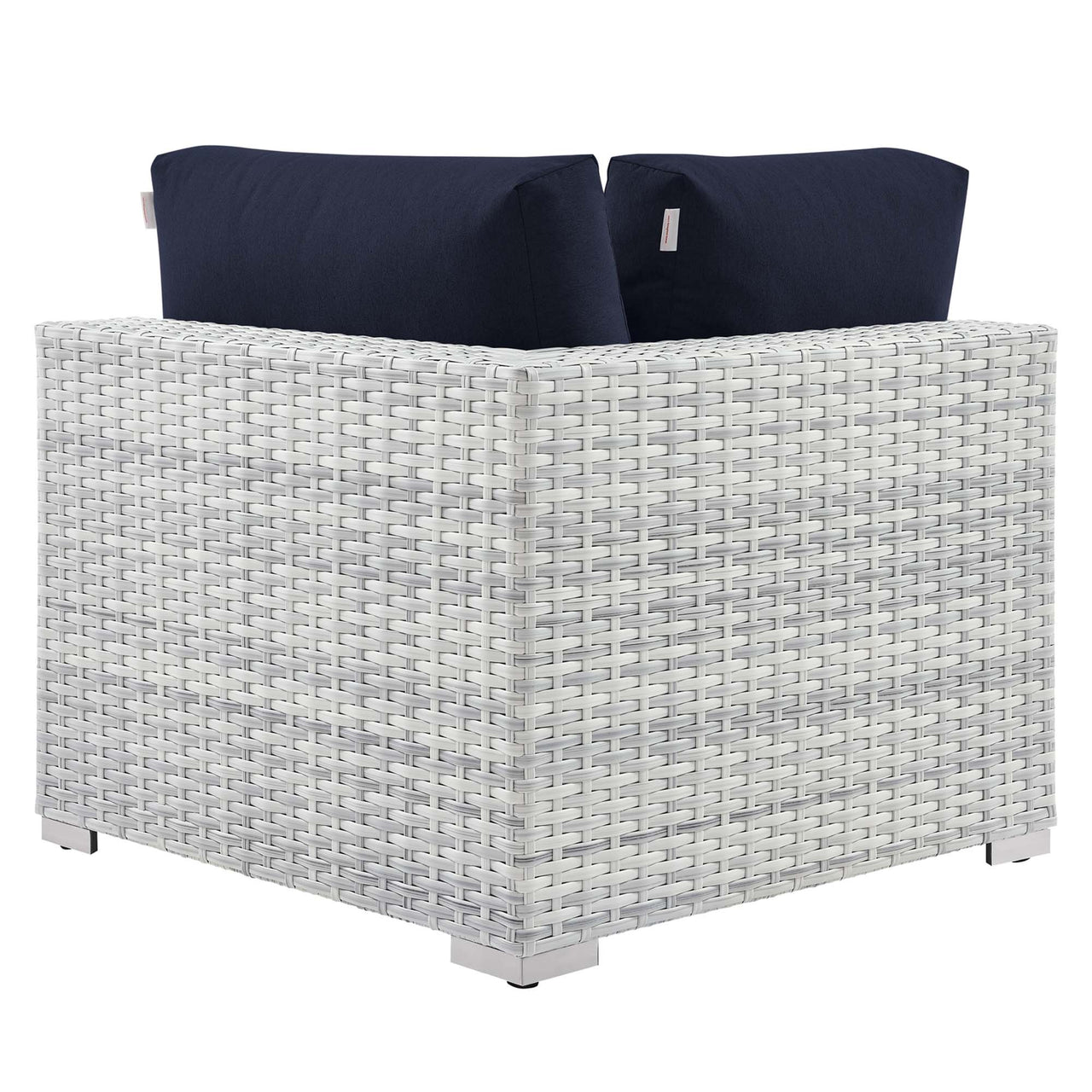 Conversation Alfresco Corner Chair | Outdoor Modular Sectional Component, Light Gray & Navy