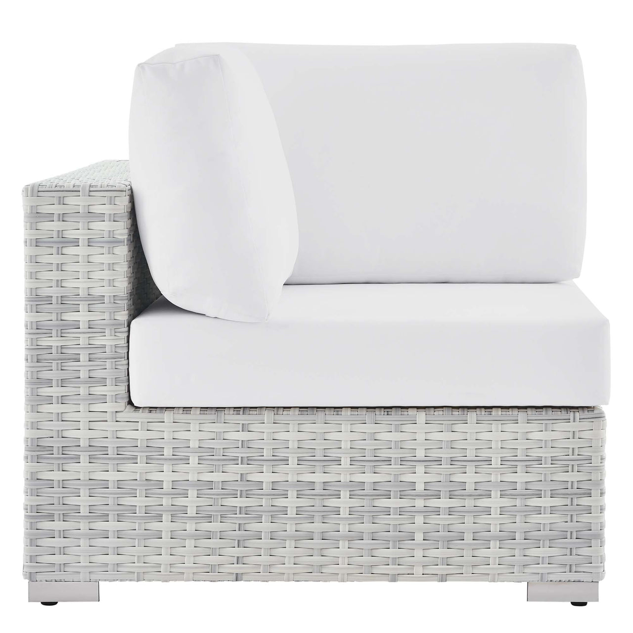 Conversation Alfresco Corner Chair | Outdoor Modular Sectional Component, Light Gray & White
