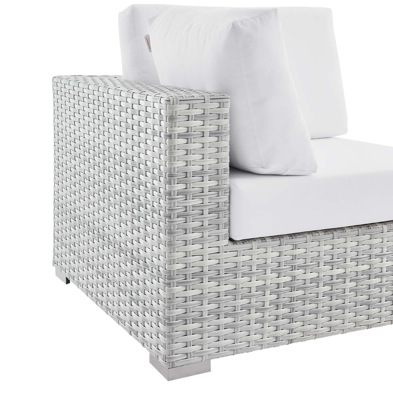 Conversation Alfresco Corner Chair | Outdoor Modular Sectional Component, Light Gray & White