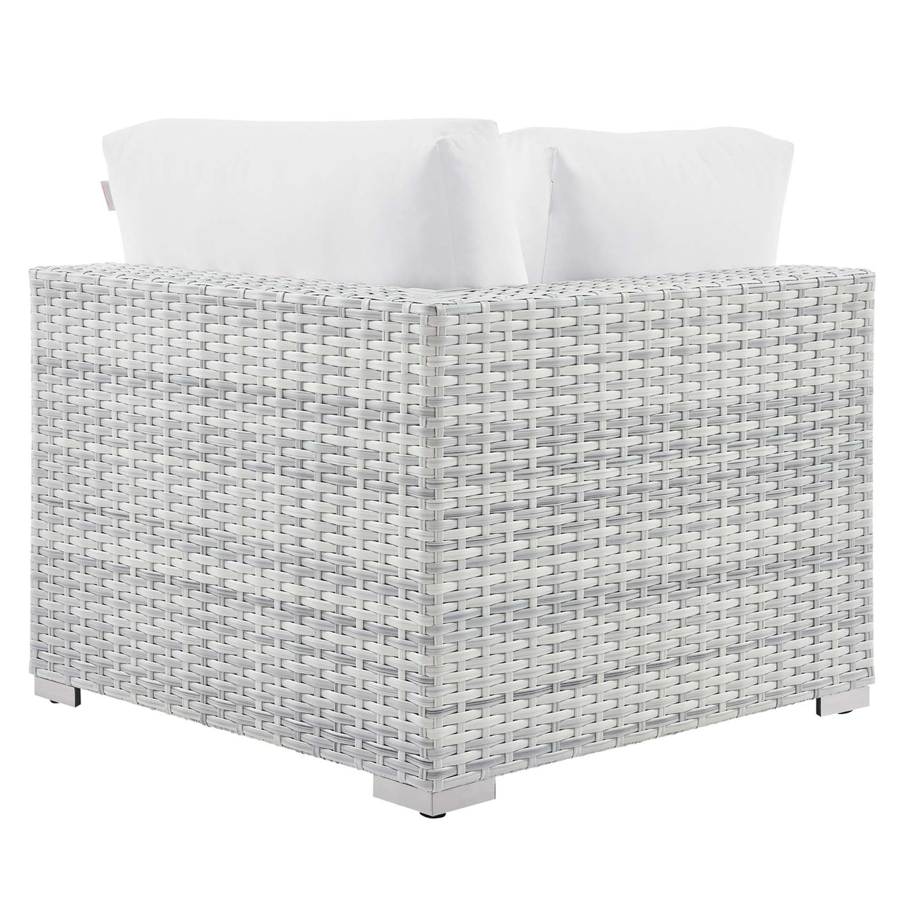 Conversation Alfresco Corner Chair | Outdoor Modular Sectional Component, Light Gray & White