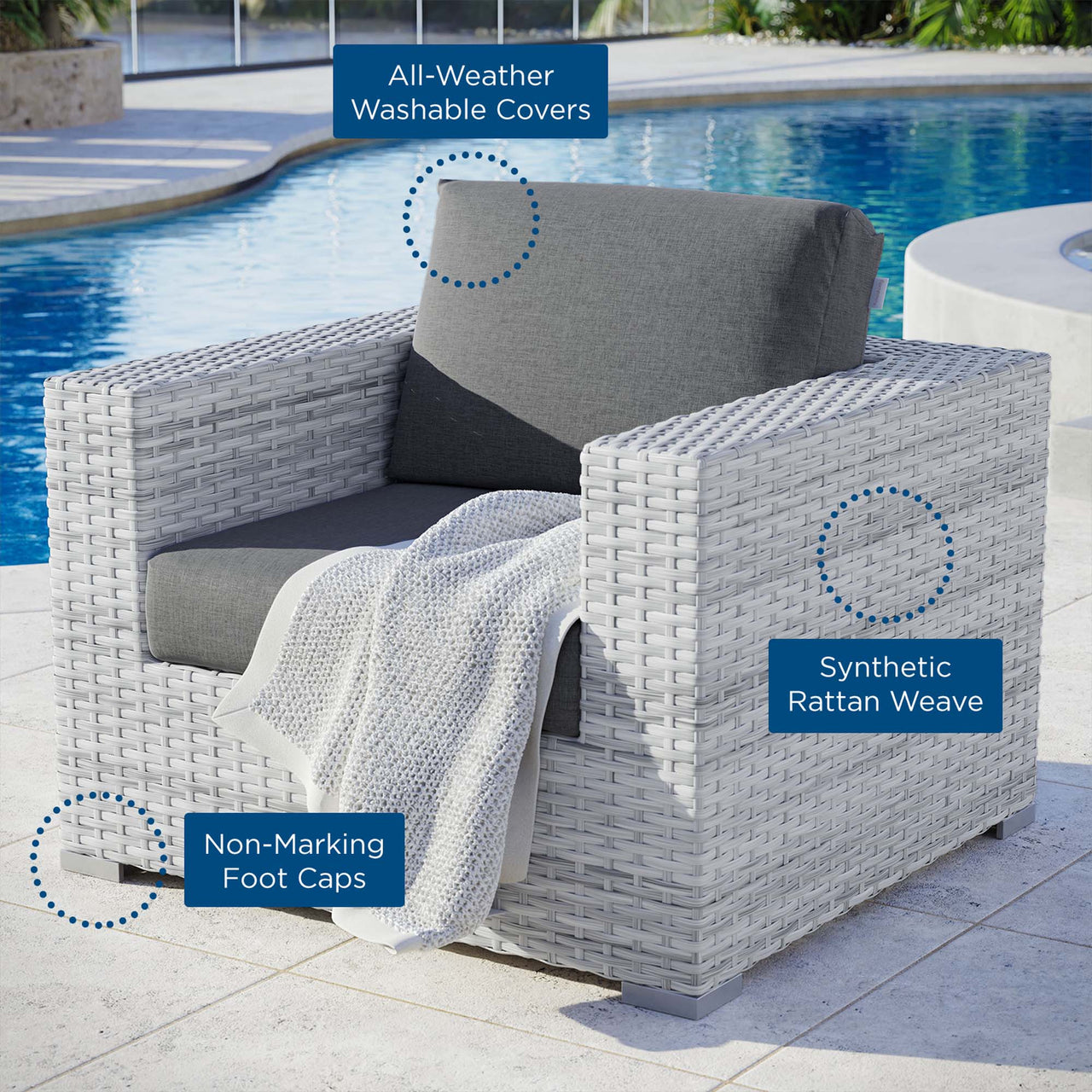 Conversation Alfresco Armchair, Light Gray & Charcoal