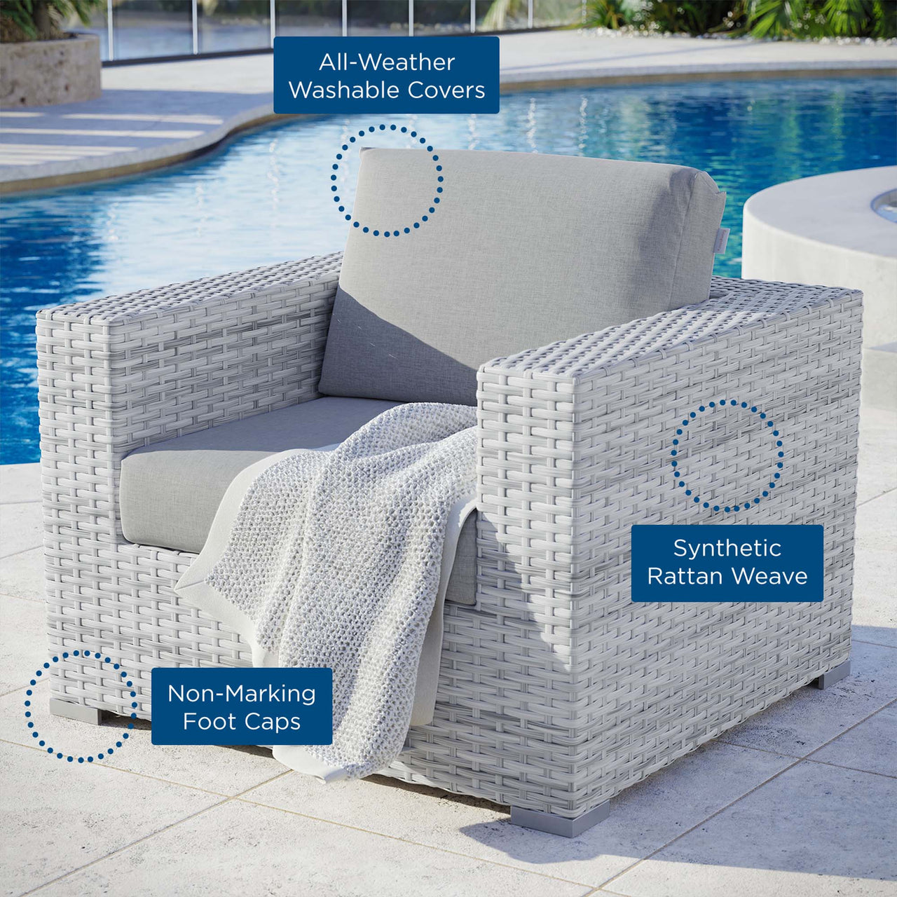 Conversation Alfresco Armchair, Light Gray & Gray