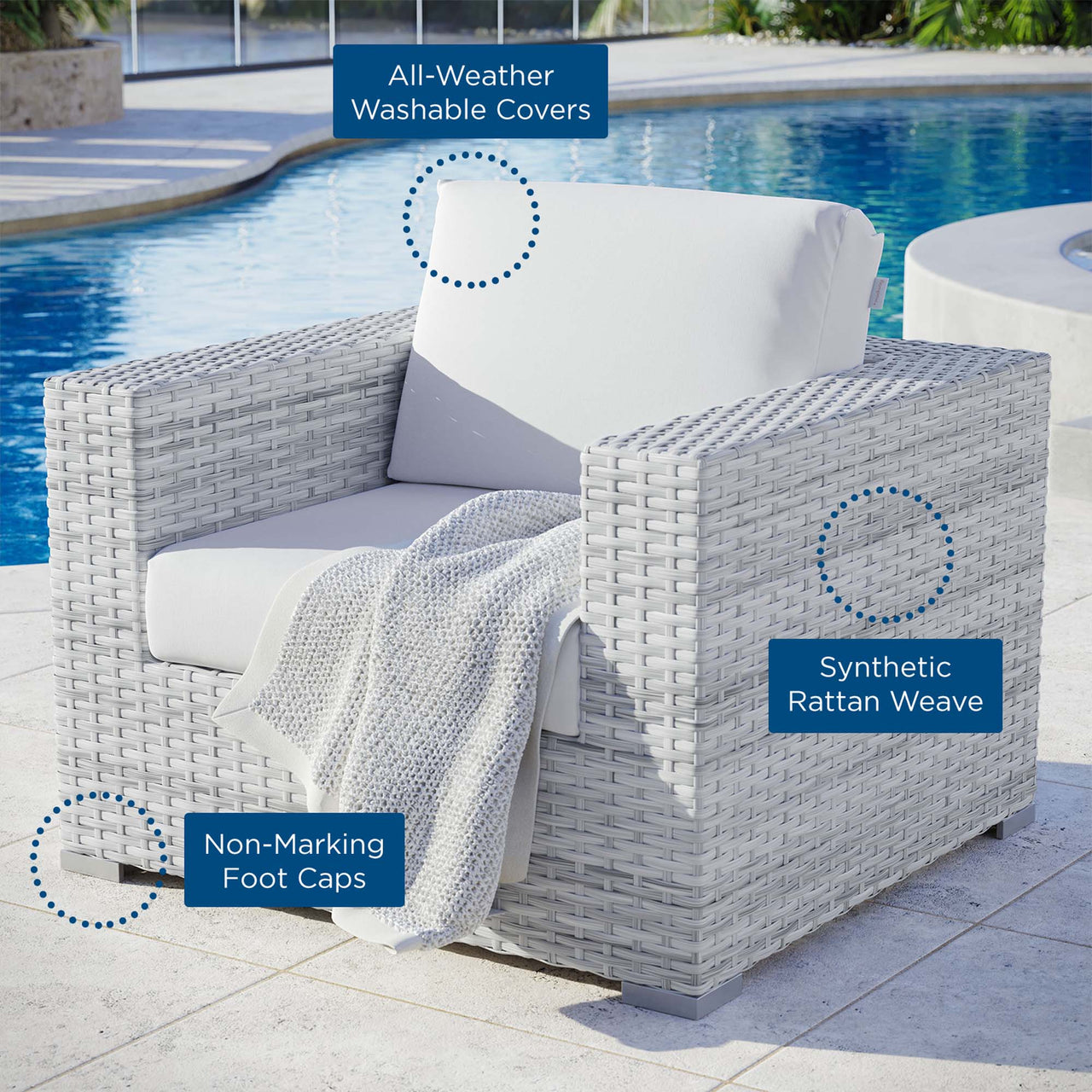 Conversation Alfresco Armchair, Light Gray & White