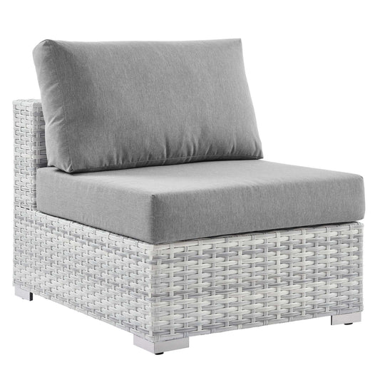 Conversation Alfresco Armless Chair | Outdoor Modular Sectional Component, Light Gray & Gray